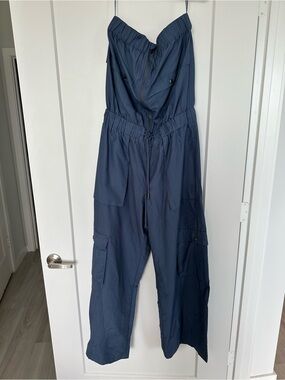 FP Movement by Free People Navy Strapless Utility Jumpsuit